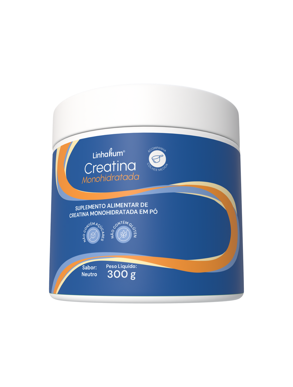 Creatina Monohidratada | Linhahum | 60 porções | Pote com 300g | Sabor Neutro