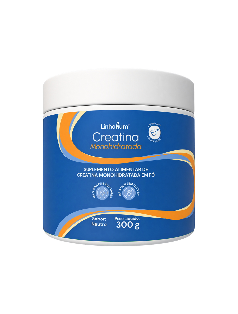 Creatina Monohidratada | Linhahum | 60 porções | Pote com 300g | Sabor Neutro