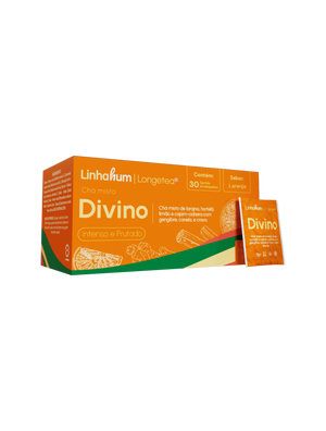 Chá Divino | Chá para dar Energia e Disposição | Linhahum | Caixa com 30 sachês | Sabor Laranja