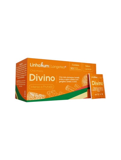 Chá Divino | Chá para dar Energia e Disposição | Linhahum | Caixa com 30 sachês | Sabor Laranja