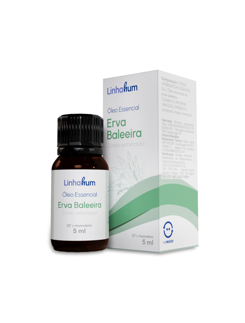 Óleo Essencial de Erva Baleeira | Para dores musculares e reumatismo | Linhahum | 5ml