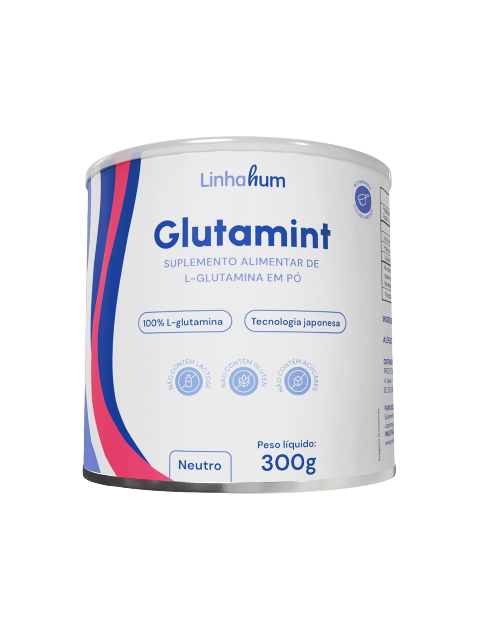 Glutamint | Suplemento Glutamina | Linhahum | Lata com 300g | Sabor Neutro