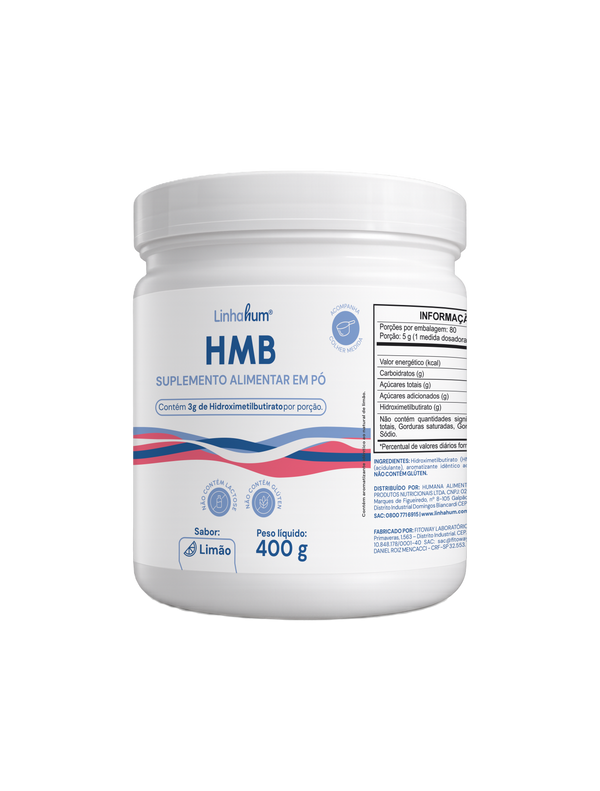 Suplemento HMB | Linhahum | Pote com 400g  | Sabor Limão