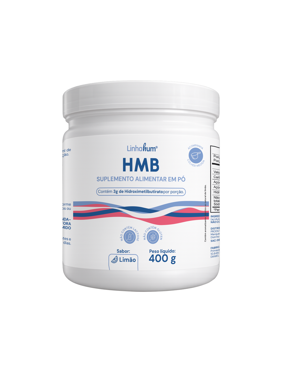 Suplemento HMB | Linhahum | Pote com 400g  | Sabor Limão