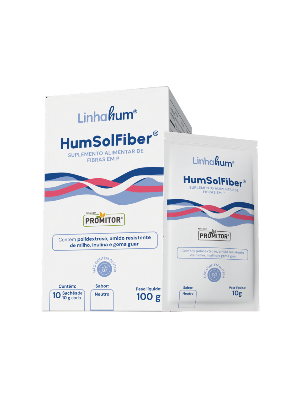 HumSolFiber | Suplemento Alimentar Fibras | Linhahum | Caixa com 10 sachês | Sabor Neutro