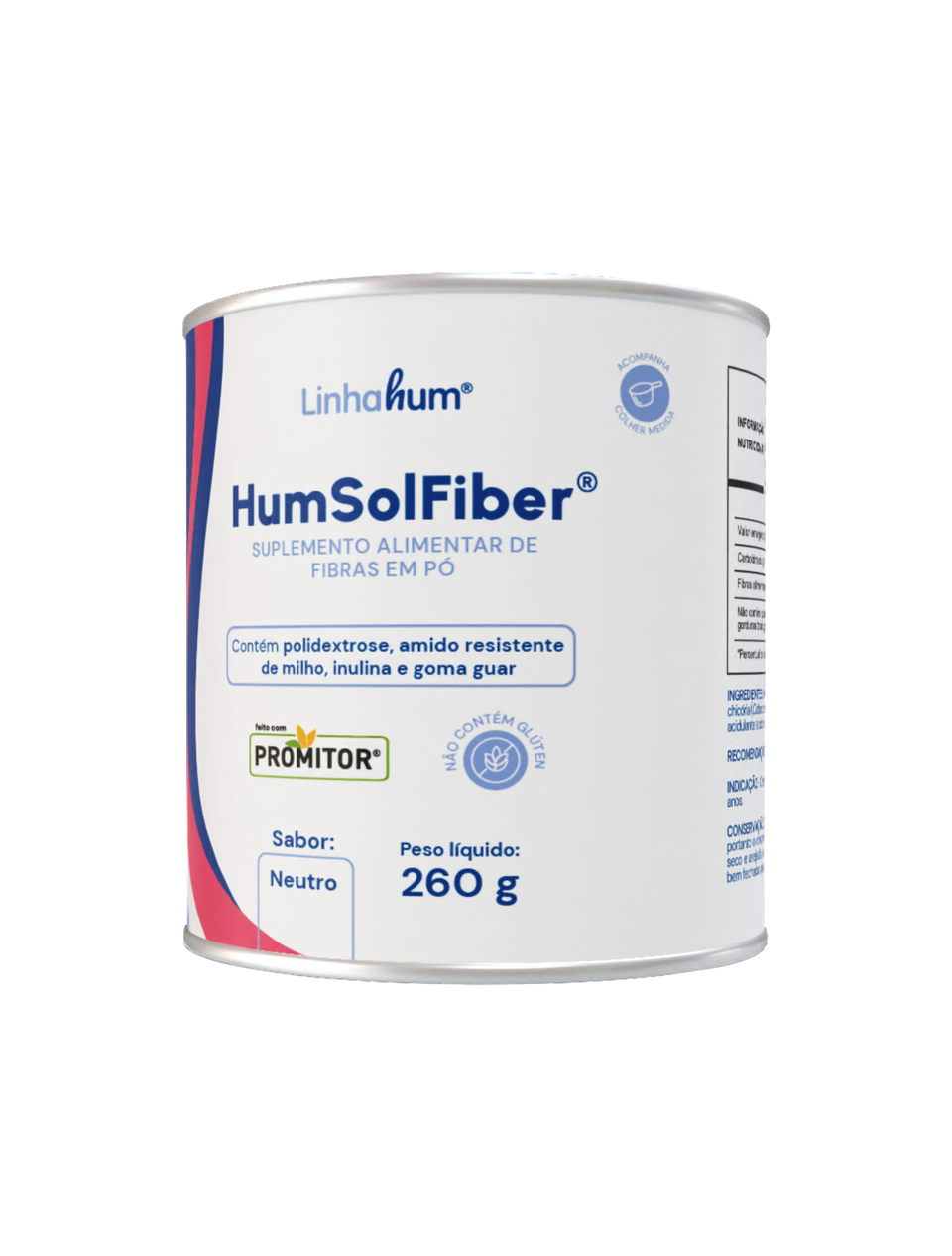 HumSolFiber | Suplemento de Fibras | Linhahum | Lata com 260g | Sabor Neutro