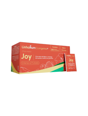 Chá Joy | Chá Estimulante | Linhahum | Caixa com 30 sachês | Sabor Morango