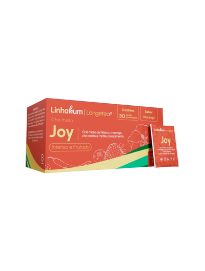Chá Joy | Chá Estimulante | Linhahum | Caixa com 30 sachês | Sabor Morango