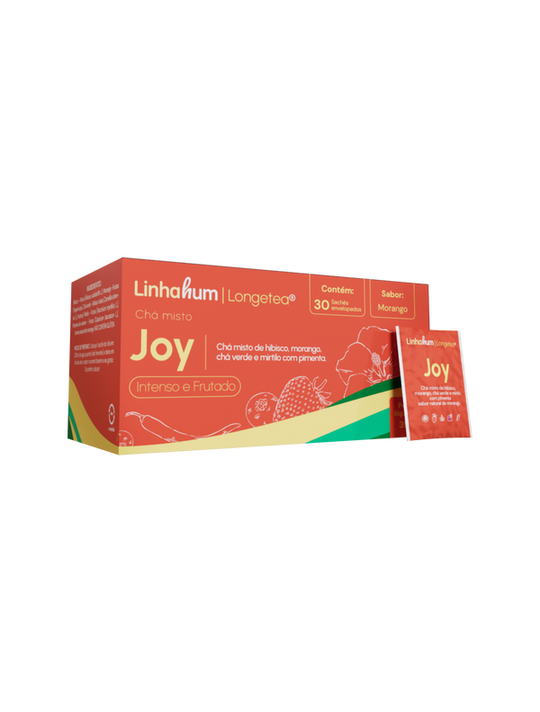 Chá Joy | Chá Estimulante | Linhahum | Caixa com 30 sachês | Sabor Morango