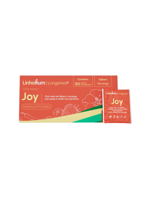 Chá Joy | Chá Estimulante | Linhahum | Caixa com 30 sachês | Sabor Morango