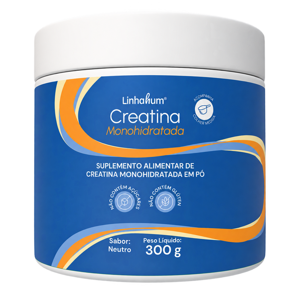 Creatina Monohidratada | Linhahum | 60 porções | Pote com 300g | Sabor Neutro