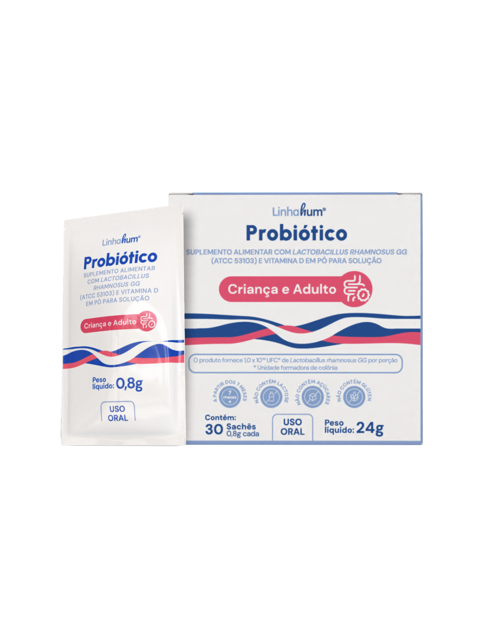 Linhahum Probiótico | 30 Sachês | Sem Sabor