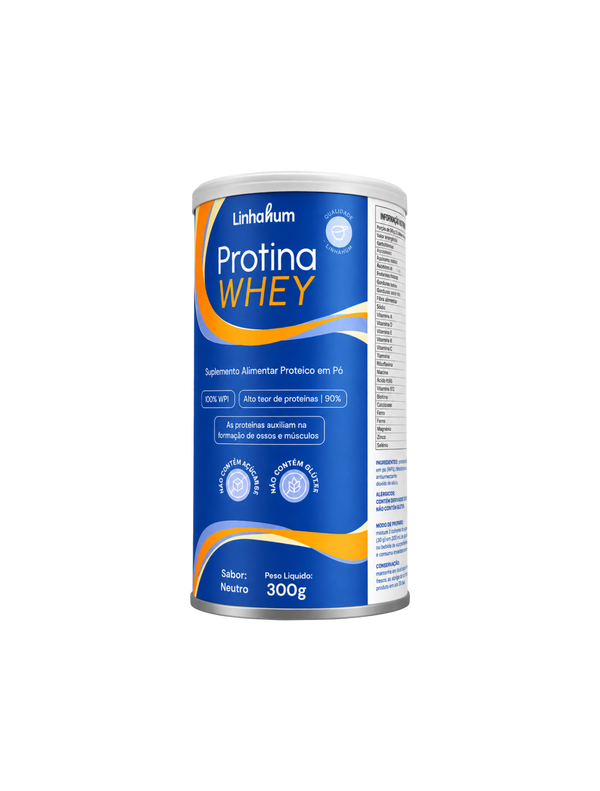 Protina Whey | Suplemento Whey Protein | Linhahum | Lata com 300g | Sabor Neutro