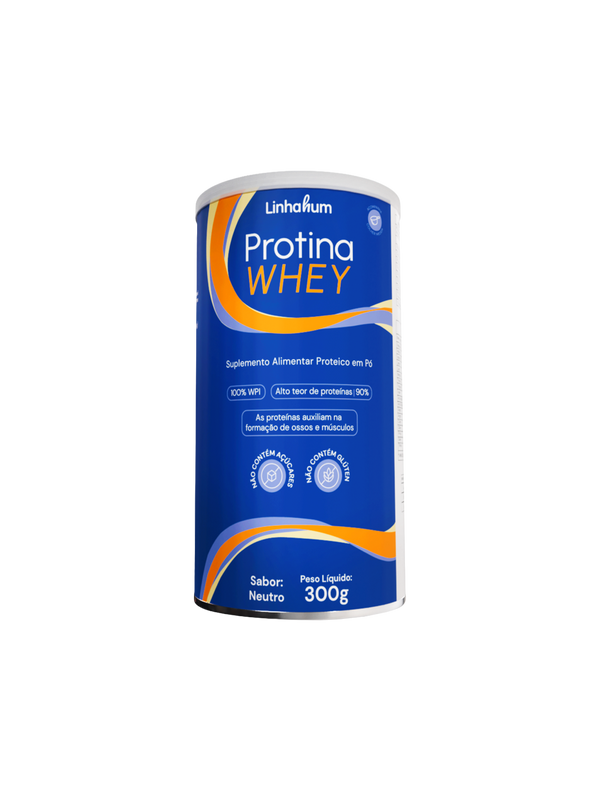 Protina Whey | Suplemento Whey Protein | Linhahum | Lata com 300g | Sabor Neutro
