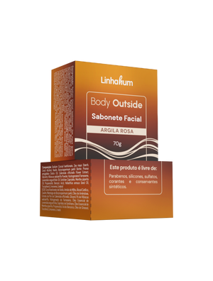 Sabonete Facial de Argila Rosa | Skincare | Linhahum | Body Outside | 70g
