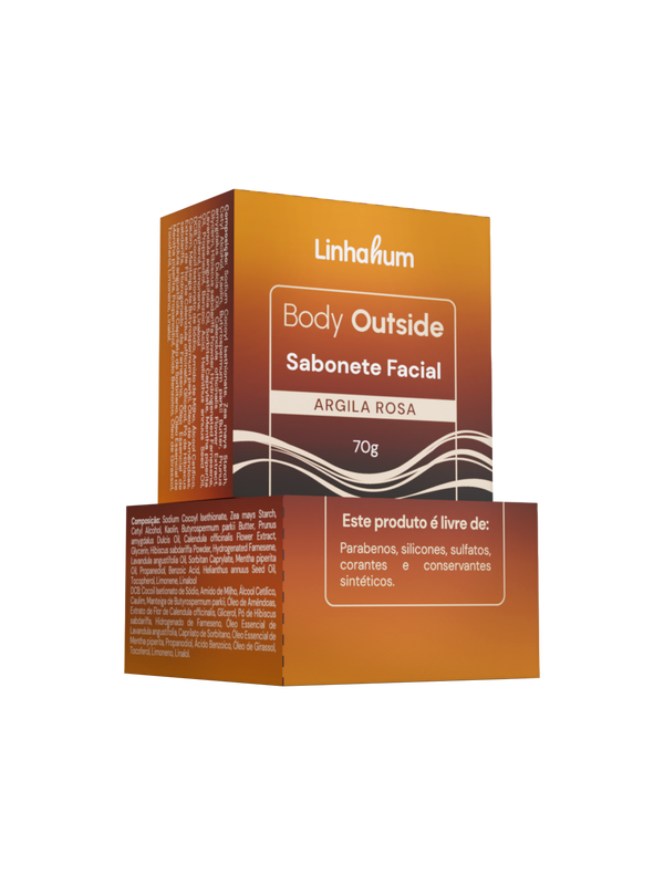 Sabonete Facial de Argila Rosa | Skincare | Linhahum | Body Outside | 70g