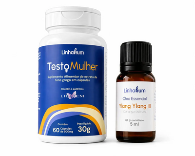 Combo Rebeca | Compre 1 TestoMulher e Ganhe 1 Oleo Afrodisíaco Ylang Ylang | Equilíbrio Hormonal, Libido e Vitalidade Feminina